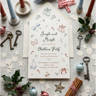 Hand Drawn Jingle And Mingle Christmas Party Invitation
