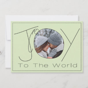 Hand-drawn Joy to the World Minimalist 2 Photo Holiday Card