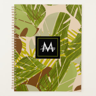 Hand Drawn Jungle Greenery Brown Leaf Planner