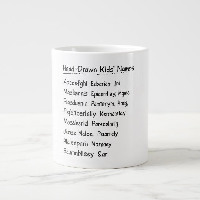 Hand-Drawn Kids' Names Personalised Children's Nur Large Coffee Mug (Front)