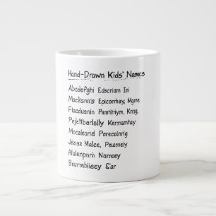 Hand-Drawn Kids' Names Personalized Children's Nur Large Coffee Mug
