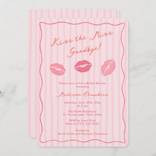 Hand-drawn Kiss The Miss Goodbye Bridal Shower Invitation