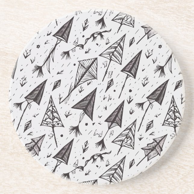 Hand Drawn Kite and Arrow Figures Coaster (Front)