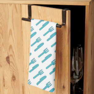 Hand Drawn Knife and Fork Tea Towel