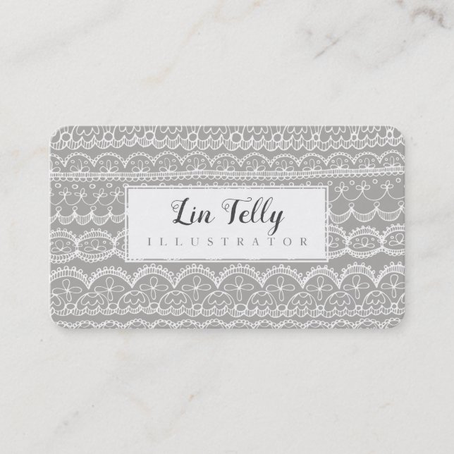 Hand Drawn Lace Crafters Appointment Card (Front)