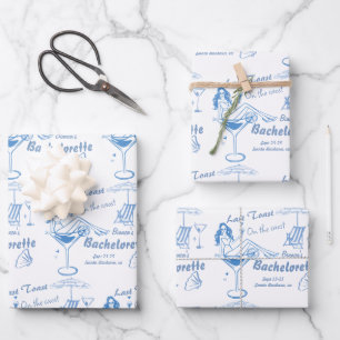 Hand Drawn Last Toast On The Coast Bachelorette  Wrapping Paper Sheet