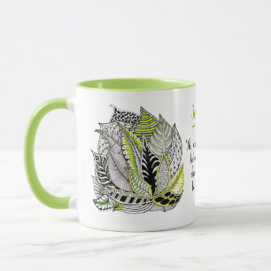 Hand-Drawn Leaf Doodle with Green and Quotation  Mug