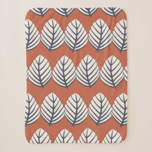 Hand drawn leaf motif seamless pattern sherpa blanket