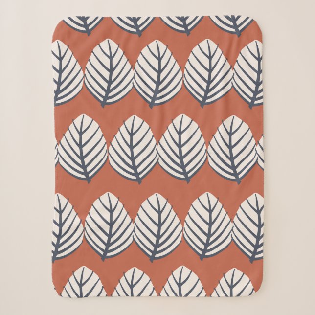 Hand drawn leaf motif seamless pattern  sherpa blanket (Front)