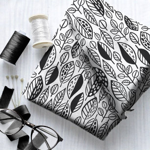 Hand Drawn Leaf Pattern Black ID495 Fabric