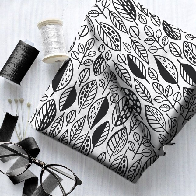 Hand Drawn Leaf Pattern Black ID495 Fabric (Creator Uploaded)