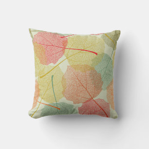 Hand Drawn Leaf Sketches of Different Colors Cushion