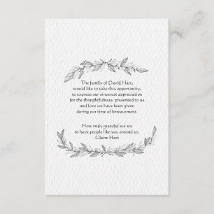 Hand-Drawn Leaves Bereavement Thank You Card