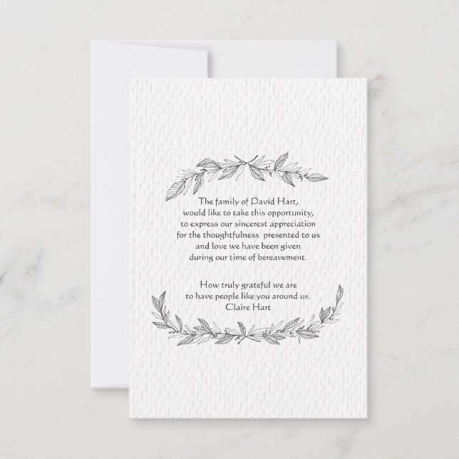 Hand-Drawn Leaves Bereavement Thank You Card (Front)