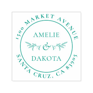 Hand-drawn Leaves Elegant Wedding Return Address Self-inking Stamp