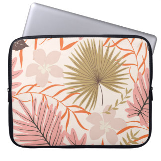 Hand Drawn Leaves: Exotic Jungle Pattern. Laptop Sleeve