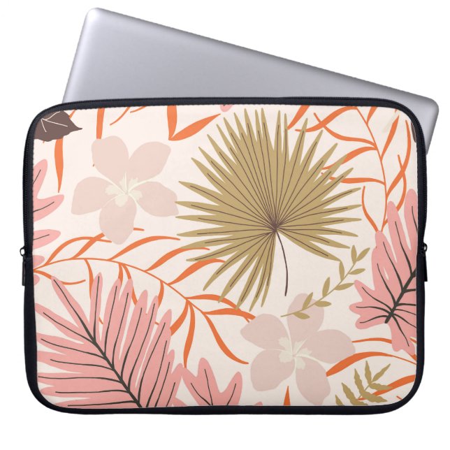 Hand Drawn Leaves: Exotic Jungle Pattern. Laptop Sleeve (Front)