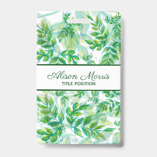 Hand-Drawn Leaves ID Badge