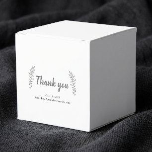 Hand drawn leaves wedding thank you favour box