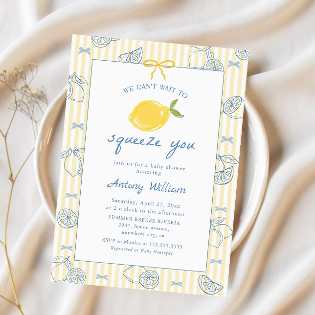 Hand Drawn Lemon Baby Shower Invitation Invitation (Creator Uploaded)
