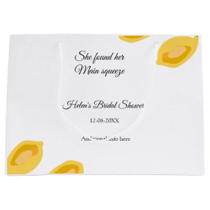 hand drawn lemon leaves add QR bridal shower Large Gift Bag