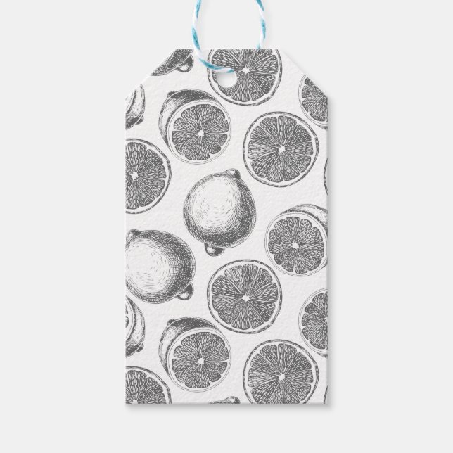 Hand drawn lemon pattern gift tags (Front)