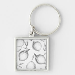 Hand drawn Lemon pattern Key Ring