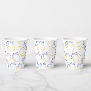 Hand Drawn Lemon Pattern Paper Cups