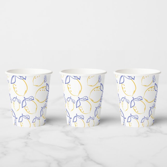 Hand Drawn Lemon Pattern Paper Cups (Multi)