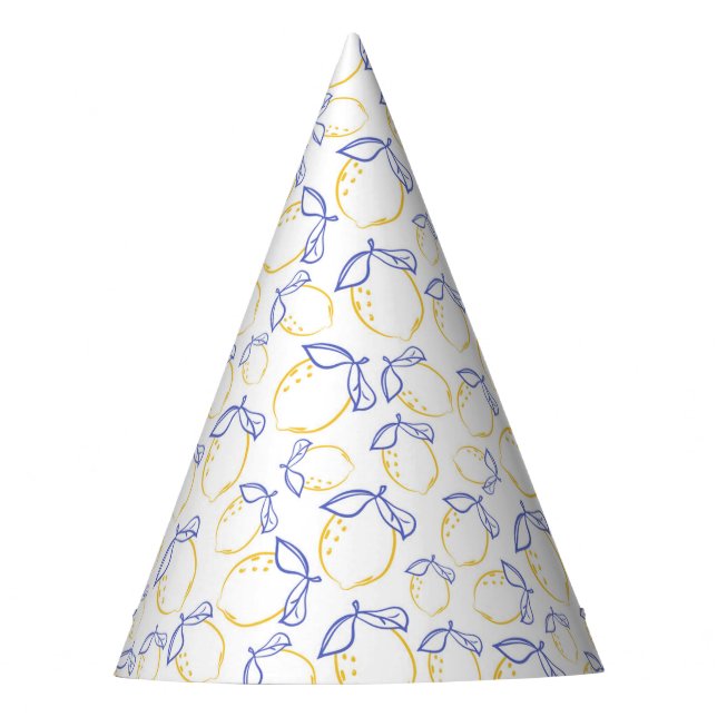 Hand Drawn Lemon Pattern Party Hat (Front)