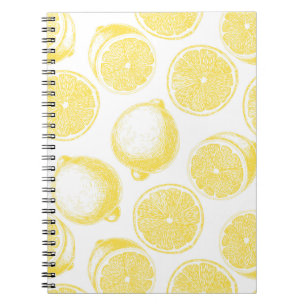 Hand drawn lemon pattern spiral notebook