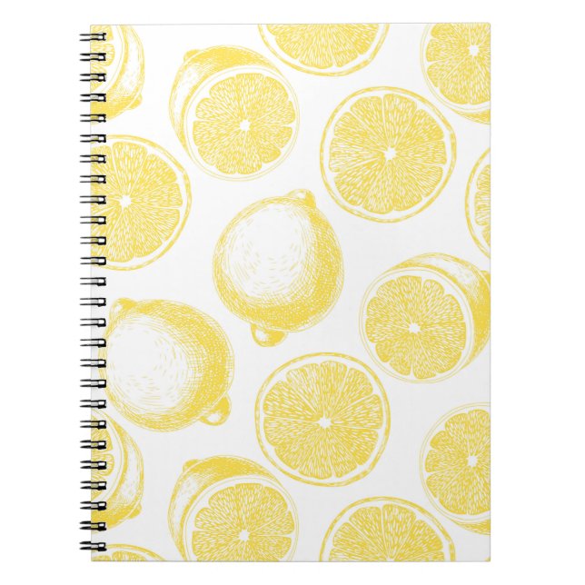 Hand drawn lemon pattern spiral notebook (Front)