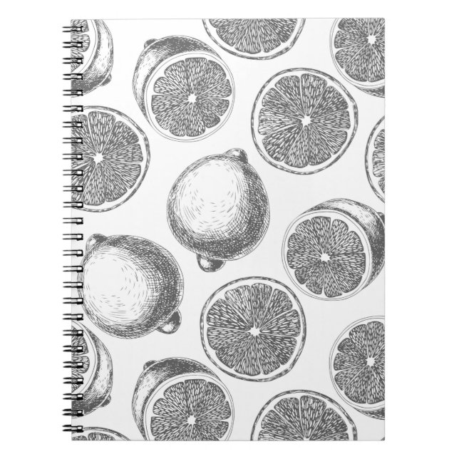 Hand drawn lemon pattern spiral notebook (Front)