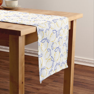 Hand Drawn Lemon Pattern Table Runner
