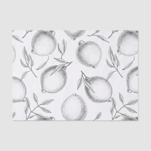 Hand drawn Lemon pattern Tissue Paper (Front)