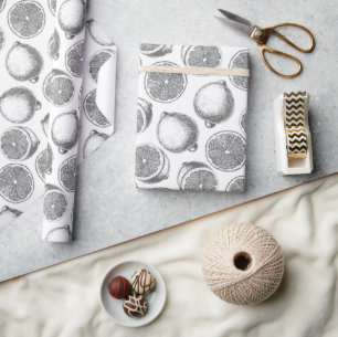 Hand drawn lemon pattern wrapping paper
