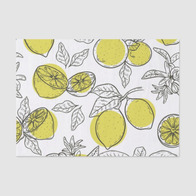 Hand drawn lemon tree Decoupage Tissue Paper (Front)