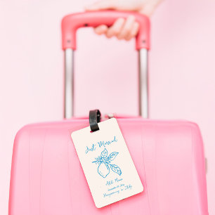 Hand Drawn Lemon Wedding Custom Text Luggage Tag