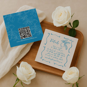 Hand Drawn Lemon Wedding Details QR Code Enclosure Card