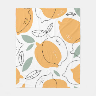 Hand drawn Lemons background. Seamless pattern wit Fleece Blanket