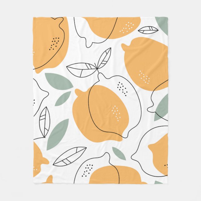 Hand drawn Lemons background. Seamless pattern wit Fleece Blanket (Front)