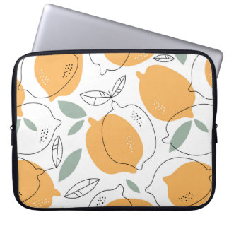 Hand drawn Lemons background. Seamless pattern wit Laptop Sleeve