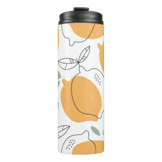 Hand drawn Lemons background. Seamless pattern wit Thermal Tumbler