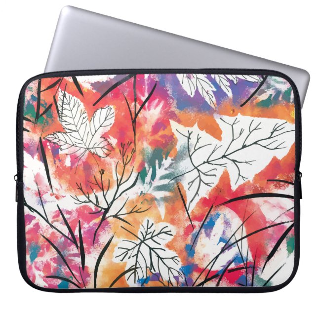 Hand Drawn Lemons, Blue Leaves Pattern. Laptop Sleeve (Front)