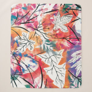Hand Drawn Lemons, Blue Leaves Pattern. Sherpa Blanket