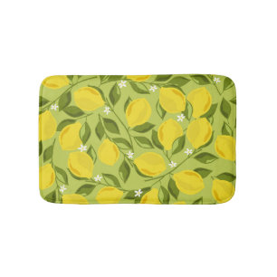 Hand Drawn Lemons Colourful Wallpaper Bath Mat
