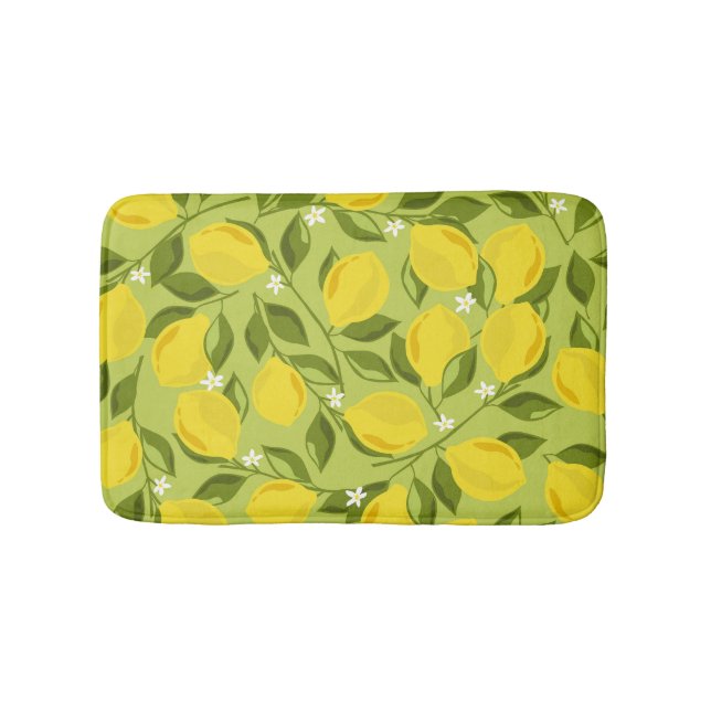 Hand Drawn Lemons Colourful Wallpaper Bath Mat (Front)