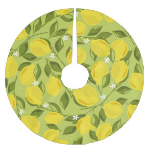 Hand Drawn Lemons Colourful Wallpaper Brushed Polyester Tree Skirt