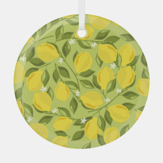 Hand Drawn Lemons Colourful Wallpaper Glass Tree Decoration