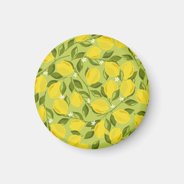Hand Drawn Lemons Colourful Wallpaper Magnet (Front)